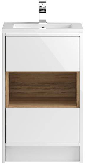 Larger image of HR Coast Floor Standing 500mm Vanity Unit & Basin Type 2 (White Gloss).