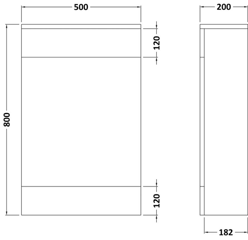 Technical image of Hudson Reed Memoir 500mm Back To Wall WC Unit (White).