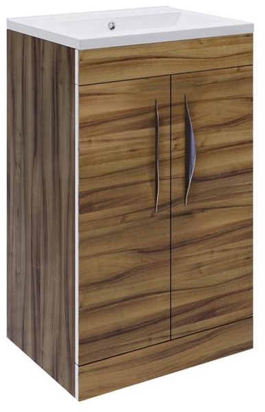 Larger image of Hudson Reed Memoir 500mm Compact Vanity Unit & Basin (Gloss Walnut).