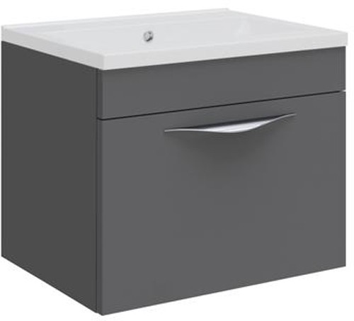 Larger image of Hudson Reed Memoir 500mm Wall Hung Vanity Unit & Basin (Gloss Grey).