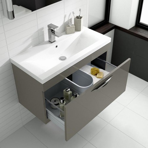 Example image of Hudson Reed Memoir 500mm Wall Hung Vanity Unit & Basin (Cashmere).