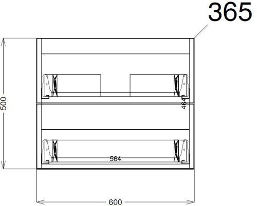 Technical image of HR Urban Wall Hung 600mm Vanity Unit & Basin Type 2 (Grey Avola).