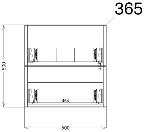 Technical image of HR Urban Wall Hung 500mm Vanity Unit & Basin Type 2 (Cashmere).