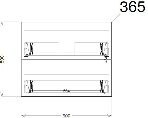 Technical image of HR Urban Wall Hung 600mm Vanity Unit & Basin Type 1 (Cashmere).