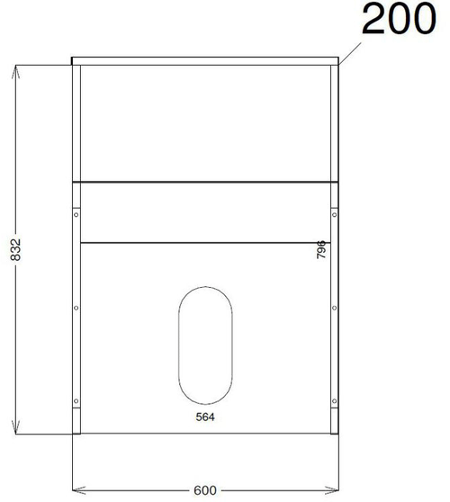 Technical image of HR Urban Floor Standing 600mm BTW WC Unit (Cashmere).