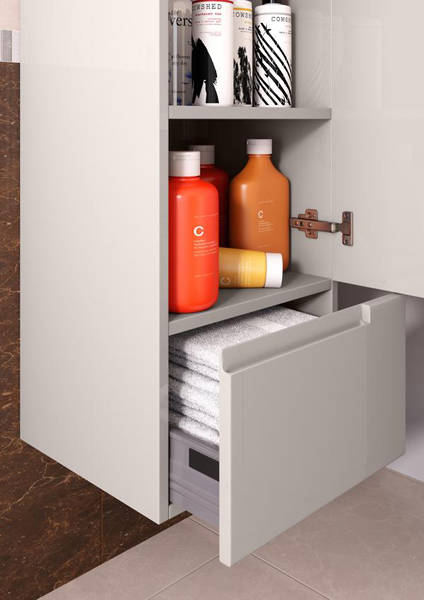 Example image of HR Urban Wall Hung Tall Storage Unit With Drawer and Shelves (Cashmere).