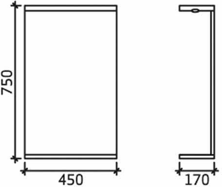 Technical image of Ultra Beaufort 450mm Mirror With Shelf & Light (White).