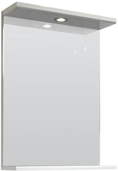 Larger image of Ultra Beaufort 550mm Mirror With Shelf & Light (White).