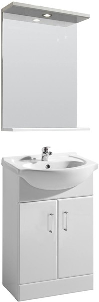 Larger image of Ultra Beaufort 550mm Vanity Unit With Mirror & Ceramic Basin (White).