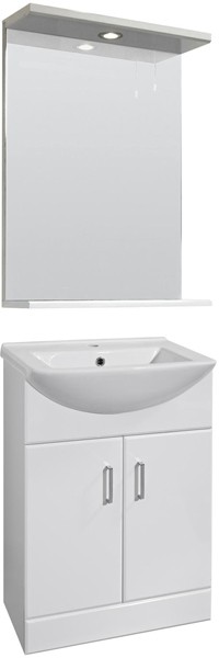 Larger image of Nuie Marvel 550mm Vanity Unit With Mirror & Ceramic Basin (White).