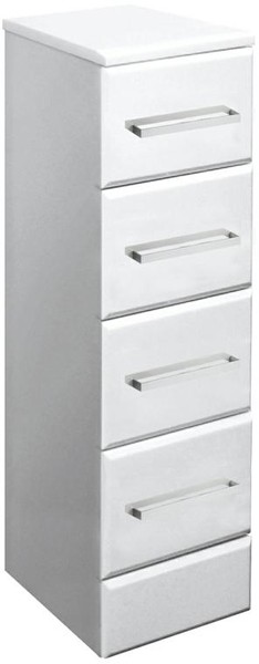 Larger image of Ultra Beaufort Bathroom Cabinet With 4 x Drawers. 300x300x768mm (White).