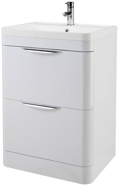 Example image of Nuie Parade 600mm Vanity Unit Suite With BTW Unit, Pan & Seat (White).