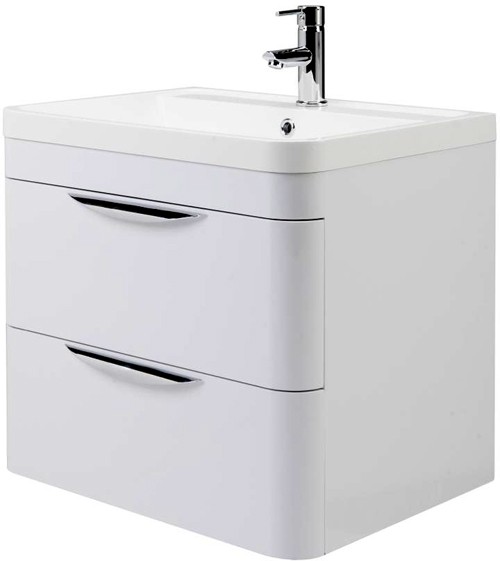 Example image of Nuie Parade 600mm Vanity Unit Suite With BTW Unit, Pan & Seat (White).
