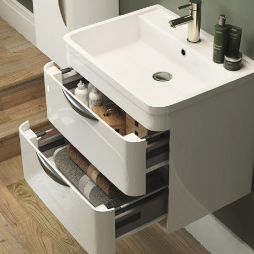 Example image of Nuie Parade 600mm Vanity Unit Suite With BTW Unit, Pan & Seat (White).