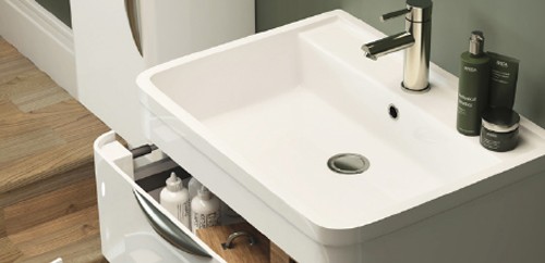 Example image of Nuie Parade Wall Mounted Vanity Unit With Drawer & Basin 600x400.