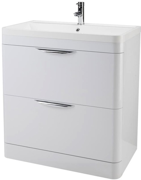 Example image of Nuie Parade 800mm Vanity Unit Suite With BTW Unit, Pan & Seat (White).