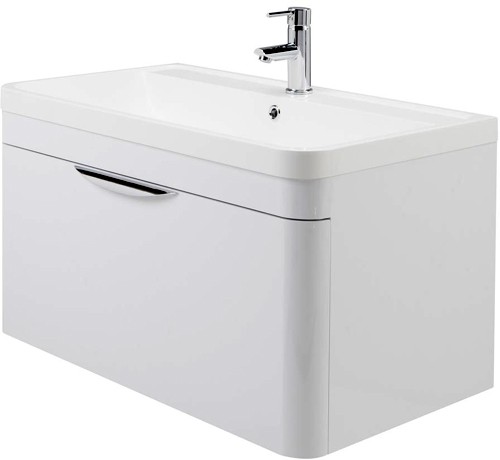 Larger image of Nuie Parade Wall Mounted Vanity Unit With Drawer & Basin 800x400.