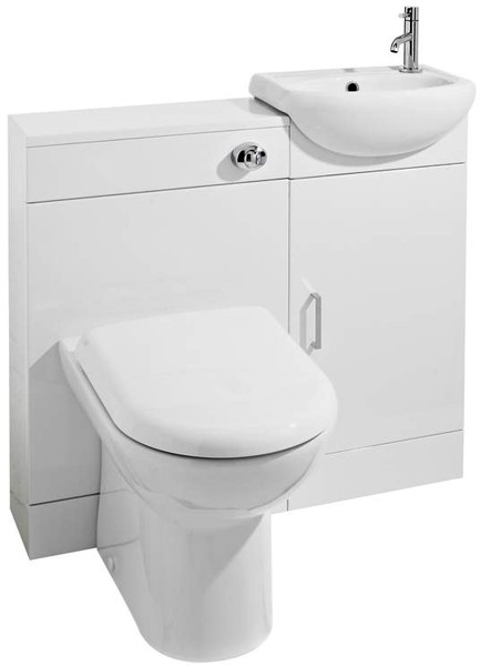 Larger image of Ultra Furniture Portland Cloakroom Pack With Basin, Pan & Seat (Gloss White).