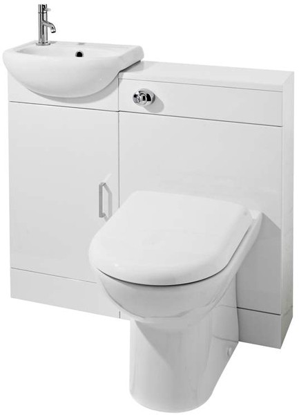 Example image of Ultra Furniture Portland Cloakroom Pack With Basin, Pan & Seat (Gloss White).
