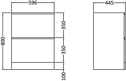 Technical image of Premier Tribute 600mm Vanity Unit Suite With BTW Unit, Pan & Seat (White).