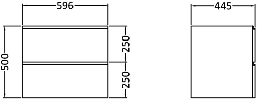 Technical image of Premier Tribute 600mm Vanity Unit Suite With BTW Unit, Pan & Seat (White).