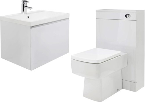 Larger image of Premier Tribute 600mm Vanity Unit Suite With BTW Unit, Pan & Seat (White).