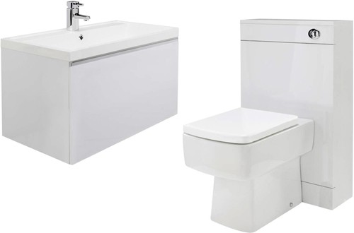 Larger image of Premier Tribute 800mm Vanity Unit Suite With BTW Unit, Pan & Seat (White).