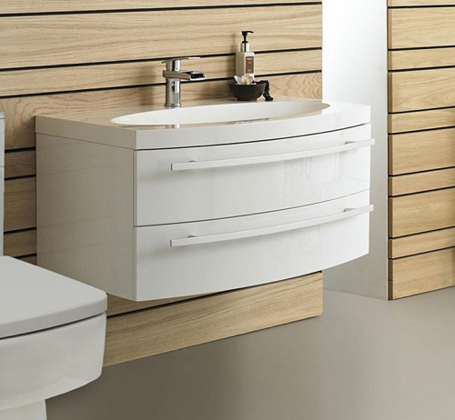Larger image of Hudson Reed Vanguard Wall Hung Vanity Unit With Basin & Drawers (White).