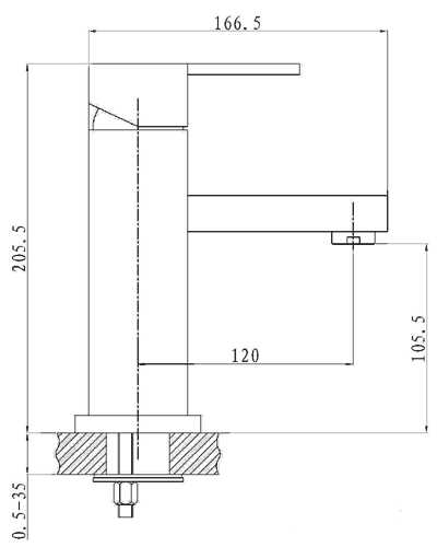 Technical image of Hudson Reed Genna Bath Filler.