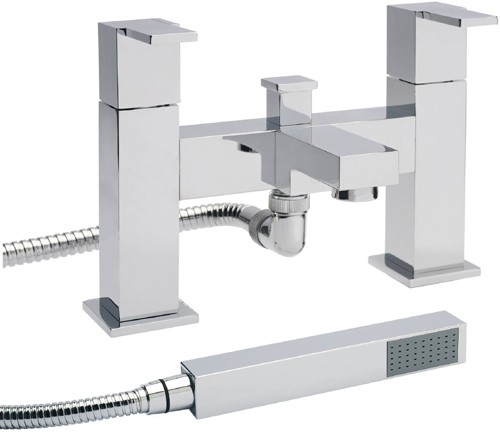 Larger image of Hudson Reed Genna Bath Shower Mixer Tap With Shower Kit & Wall Bracket.