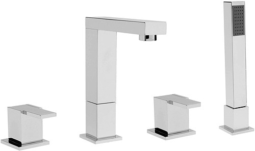 Larger image of Hudson Reed Genna 4 Tap Hole Bath Shower Mixer Tap With Shower Kit.