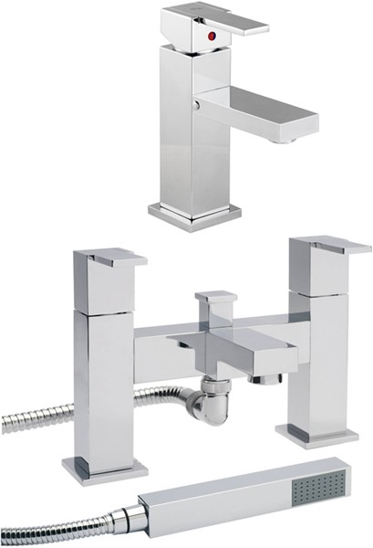 Larger image of Hudson Reed Genna Basin & Bath Shower Mixer Tap Set (Free Shower Kit).