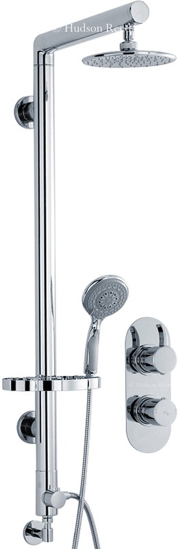 Larger image of Hudson Reed Grace Twin Thermostatic Shower Valve & Rigid Riser Set.