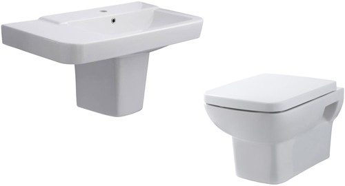 Larger image of Hudson Reed Ceramics 4 Piece Wall Hung Bathroom Suite With Toilet & Basin.