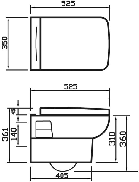 Technical image of Hudson Reed Ceramics 4 Piece Wall Hung Bathroom Suite With Toilet & Basin.
