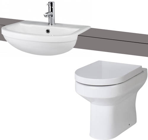 Larger image of Premier Harmony Back To Wall Toilet Pan & 500mm Semi Recessed Basin.