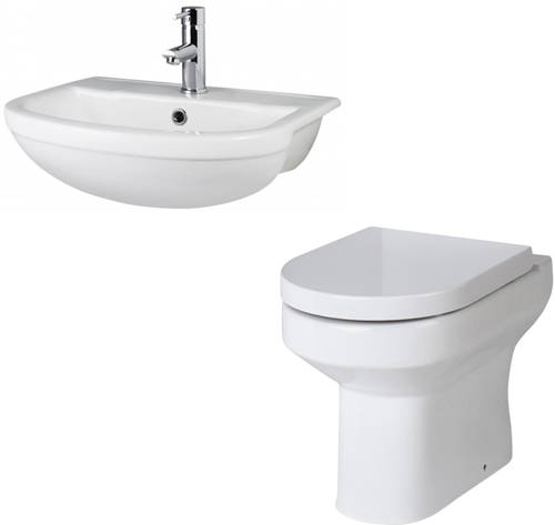 Example image of Premier Harmony Back To Wall Toilet Pan & 500mm Semi Recessed Basin.