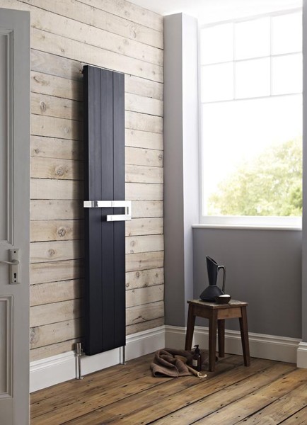 Example image of Hudson Reed Ceylon Designer Vertical Radiator. 1800x370 (Black).