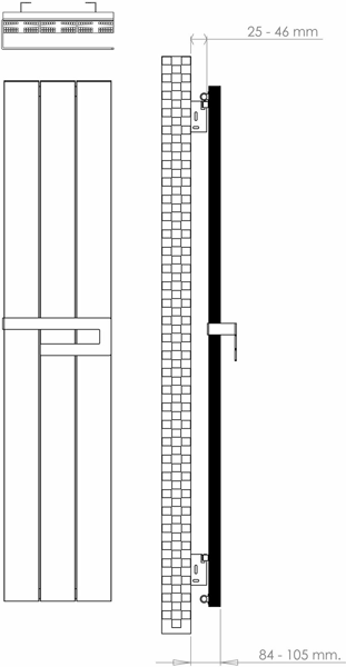 Technical image of Hudson Reed Ceylon Designer Vertical Radiator. 1800x370 (Black).