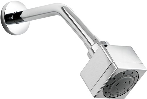 Larger image of Component Square Multi Function Shower Head With Cranked Arm (Chrome).
