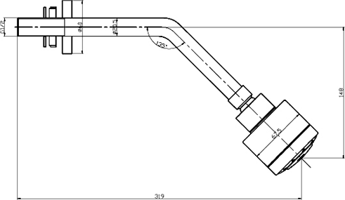 Technical image of Component Square Multi Function Shower Head With Cranked Arm (Chrome).