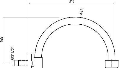 Technical image of Component 12" Apron Shower Head With Curved Arm (300mm, Chrome).