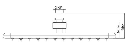 Technical image of Component Square Shower Head With Arm (300x300mm, Chrome).