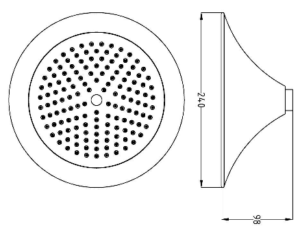 Technical image of Premier Showers Round Shower Head (240mm, Chrome).