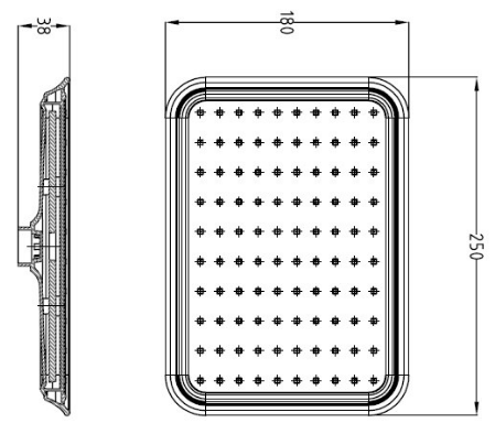 Technical image of Premier Showers Rectangular Shower Head (180x250mm, Chrome).