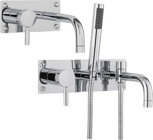 Larger image of Ultra Helix Wall Mounted Bath Shower Mixer & Basin Tap Pack (Chrome).