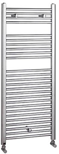 Larger image of Towel Rails Flat Straight Towel Rail (Chrome). 500x1200mm. 2741 BTU.