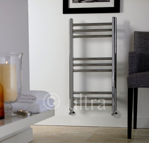 Example image of Ultra Radiators Cloakroom Heated Towel Rail (Chrome). 340x700mm.