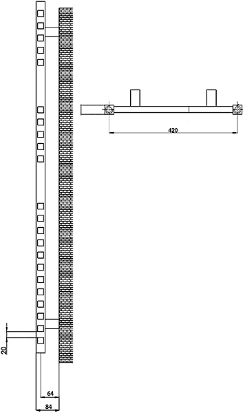 Technical image of Hudson Reed Radiators Covent Radiator (Chrome). 450x1150mm. 1150 BTU.