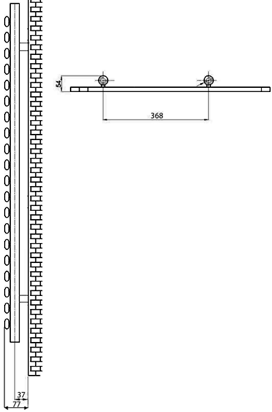 Technical image of Hudson Reed Radiators Kingston Radiator (Chrome). 600x1200mm. 1514 BTU.